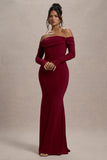 Amaia Berry Bardot Long-Sleeve Maxi Dress