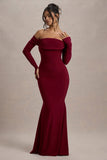 Amaia Berry Bardot Long-Sleeve Maxi Dress