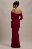 Amaia Berry Bardot Long-Sleeve Maxi Dress