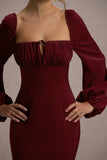 Nika Berry Satin Square-Neck Balloon-Sleeve Maxi Dress