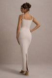 Twist Of Fate Champagne Twist-Neck Maxi Dress