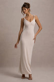 Twist Of Fate Champagne Twist-Neck Maxi Dress
