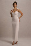 Twist Of Fate Champagne Twist-Neck Maxi Dress