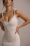 Twist Of Fate Champagne Twist-Neck Maxi Dress