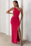 Dressing Up Red One Shoulder Maxi Dress With Open Back Detail