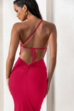 Dressing Up Red One Shoulder Maxi Dress With Open Back Detail