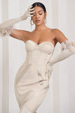 Spicy Signs Champagne Long-Sleeved Feather Gloves