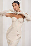 Spicy Signs Champagne Long-Sleeved Feather Gloves