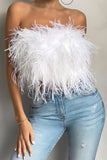 Dream Daze White Feather Bandeau Crop Top