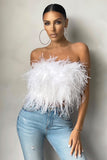 Dream Daze White Feather Bandeau Crop Top