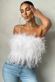 Dream Daze White Feather Bandeau Crop Top