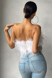 Dream Daze White Feather Bandeau Crop Top