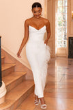 Count Me In White Tailored Feather Trim Trousers