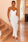 Count Me In White Tailored Feather Trim Trousers