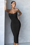 Love Tapes Black Corset Mesh Midi Dress