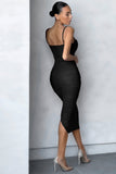 Love Tapes Black Corset Mesh Midi Dress