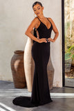 Shooting Star Black Backless Knot Detail Fishtail Maxi Dress