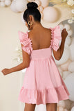 Dolly Daze Pink Maternity Ruffle Sleeve Babydoll Mini Dress