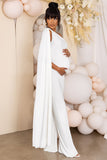 Sing To Sleep White Maternity One Shoulder Cape Jumpsuit