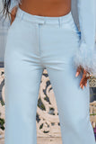Jump In Powder Blue High Waist Wide Leg Trousers