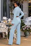 Jump In Powder Blue High Waist Wide Leg Trousers
