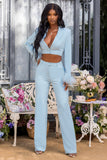 Jump In Powder Blue High Waist Wide Leg Trousers