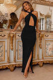 Happy Endings Black Halter Neck Ruched Detail Maxi Dress