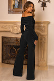 Hand On Heart Black Twist Front Bardot Long Sleeve Jumpsuit