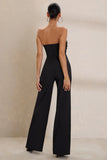Reborn Black Bandeau Jumpsuit With Lace Up Detail