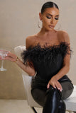 All About You Black Feather Bandeau Corset Top