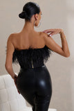 All About You Black Feather Bandeau Corset Top
