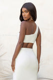 Open Heart White Knot One Shoulder Bralette