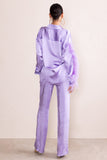 Evening Memories Lilac Satin Wide Leg Trousers