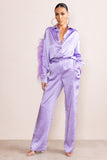 Evening Memories Lilac Satin Wide Leg Trousers