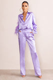 Evening Memories Lilac Satin Wide Leg Trousers