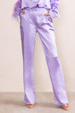 Evening Memories Lilac Satin Wide Leg Trousers