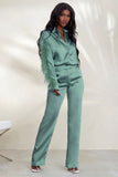 Evening Memories Duck Egg Blue Satin Wide Leg Trousers