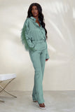 Evening Memories Duck Egg Blue Satin Wide Leg Trousers