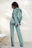 Evening Memories Duck Egg Blue Satin Wide Leg Trousers