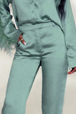 Evening Memories Duck Egg Blue Satin Wide Leg Trousers