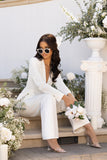 No Doubt White Plunge Neck Wide Leg Jumpsuit