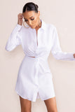 Lucky Star White Cut Out Wrap Front Shirt Mini Dress