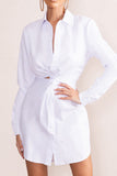 Lucky Star White Cut Out Wrap Front Shirt Mini Dress