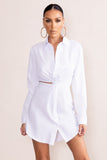 Lucky Star White Cut Out Wrap Front Shirt Mini Dress