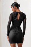 This Moment Black High Neck Cut Out Mini Dress With Mesh Sleeves