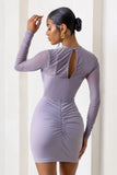 This Moment Taupe High Neck Cut Out Mini Dress With Mesh Sleeves