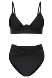 Opal Black Ruched Bikini Top