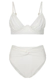 High Tide White High Waisted Twist Front Bikini Bottoms