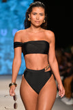 Dusk Black Draped Bandeau Bikini Top