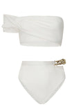 Wealth White High Waisted Chain Bikini Bottoms